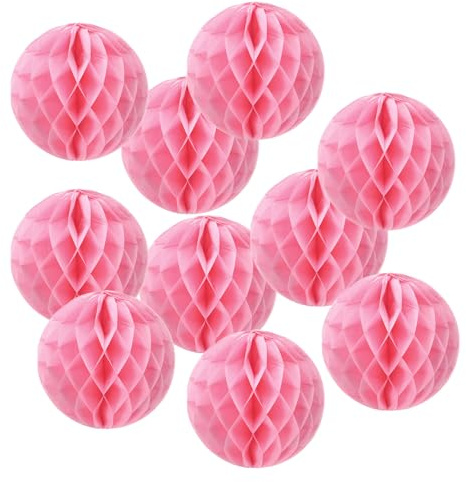 PATIKIL 10 Stück Papier Wabenball, 30cm Seidenpapier Wabenbälle, Wabenkugel zum Aufhängen für Oster Geburtstag Hochzeit Zuhause Hintergrund Dekor, Rosa