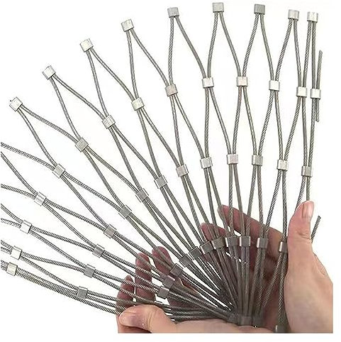 VXHCS 304 Edelstahl-Maschendraht, Sicherheitsnetz für Balkon Maschenloch 10x10cm Flexibles Stoßfestes Sicherheitsnetz, Treppenschutzzaun (10cm/1.5mm,1.2x2m/3.9x6.6ft)