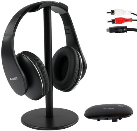 Retekess TA005P Auriculares Inalámbricos para TV, Versión Mejorada de Segunda Generación, Cómodos de Usar, con Soporte,Sin retardo de Audio,Alcance de 30 Metros, para Personas Mayore