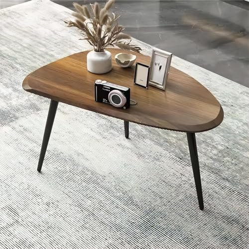 Petite table basse ovale moderne du milieu du siècle en noyer pour salon, maison, bureau et café 79 x 41 cm