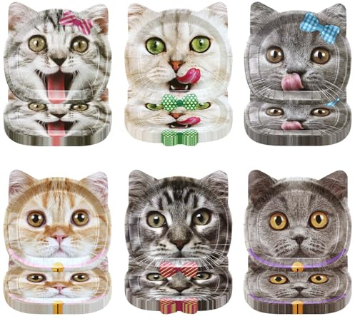 APUXXJUPA Lot de 60 assiettes en carton motif chat mignon pour fête d'anniversaire animaux de compagnie