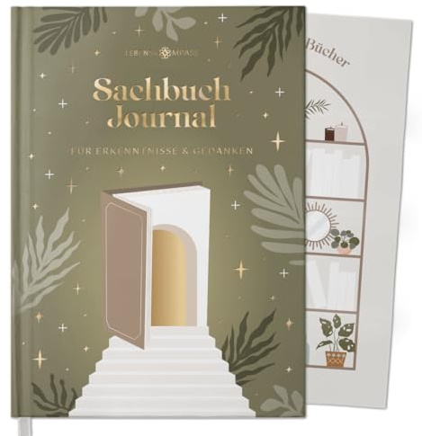LEBENSKOMPASS Buchclub - Das Lesetagebuch & Sachbuch Journal - Hardcover DIN A5 Tagebuch für Erwachsene - Book Reading Bullet Journal Tracker - Booktok (Salbei)
