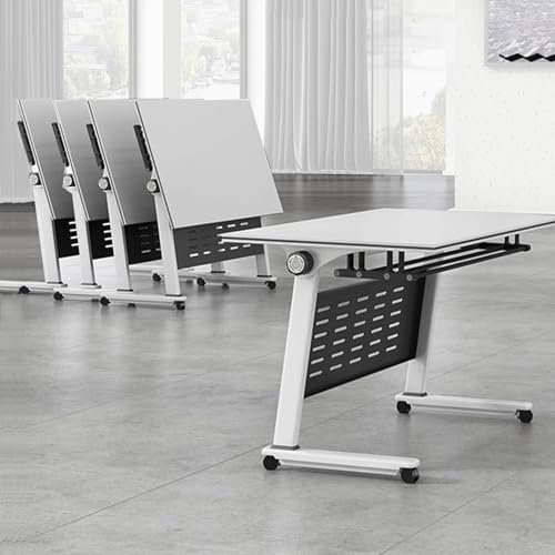 Klappbarer Konferenztisch, klappbare Besprechungstische, mobiler Schulungstisch mit Klappplatte, Konferenzraumtische mit Rädern, 55 B x 23,6 T x 29,5 H für Büro, Konferenzraum, Schulungsraum