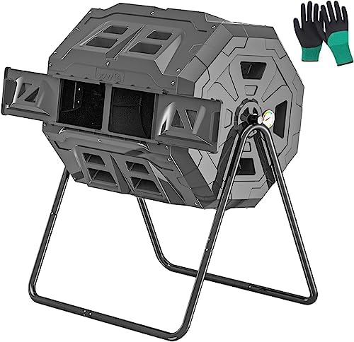 Grand gobelet à compost à double chambre avec thermomètre, résistant aux intempéries pour un compostage efficace en extérieur dans le jardin et la cour