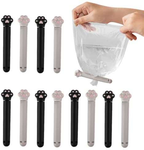 Bread Bag Clips, 12 Pcs Bread Bags Closers, Cute Cat Paw Shape Bag Cinch Lock, for Food Storage, Snack Sealing, Airtight Seal