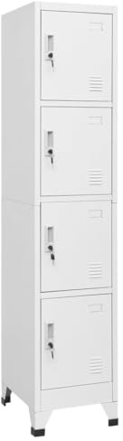 WRJENFSC Metall Spind Schrank Grau 38x45x180 cm mit 4 abschließbaren Fächern für Umkleide Büro und Schule Robust und Langlebig