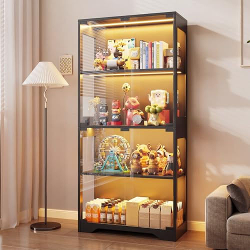 JUMMICO Glasvitrine mit RGB Beleuchtung LED, 80 x 35 x 165,5(H) cm, schwarz