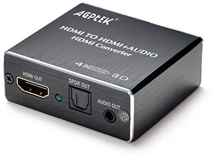 AGPTEK Extracteur Audio Switch HDMI Splitter 4K avec MHL, Arc, by-Pass, EDID, 5.1CH/2CH, IR Support Full HD 1080P, 3D (Audio Extracteur/HDMI Switch 4K * 2K)
