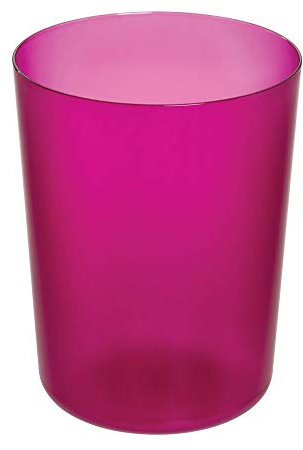 iDesign Waste Paper Bin, Round Plastic Bathroom Bin with Modern Design, Versatile Waste Bin for Bathroom, Kitchen and Other Rooms, Pink