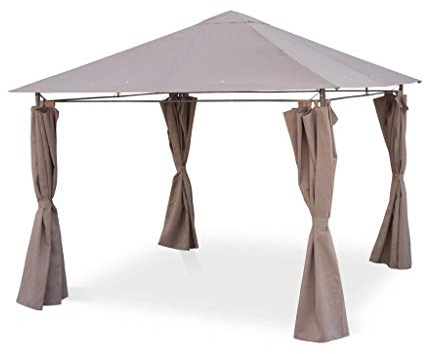 Alice's Garden - Tonnelle 3x3 m - Elusa - Toile Taupe - Pergola avec Rideaux. Tente de Jardin. Barnum. chapiteau. réception