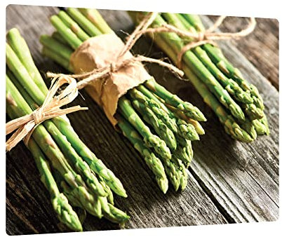ALLboards Glass Chopping Board Asparagus Bundles 30x40cm Cutting Board Splashback Worktop Saver for Kitchen Hob Protection Hot Cover Heat Resistant Multi-Glass Plate Dishes Pad Work Surface