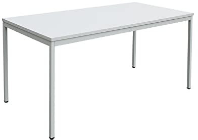 Schrank & Stuhl Schreibtisch – Bürotisch mit Holztischplatte und verstellbaren Füßen, einfache Montage und leicht zu reinigen, 140 x 80 cm, Grau