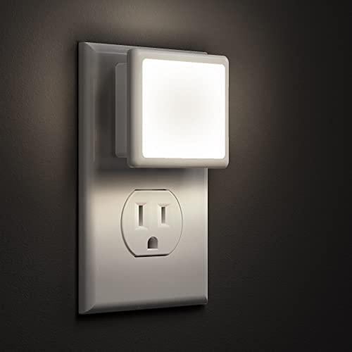 L LOHAS LED Night Lights Plug into Wall 2-Pack, 0.3W Plug in Night Light, Dusk to Dawn, 5000K Daylight White Bright Nightlight Auto-On/Off for Adults Kids Room Bedroom Bathroom Hallway Kitchen Non-Dim
