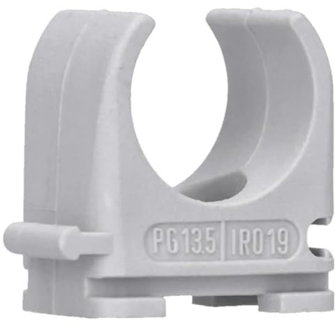 100 Stück M20 Rohr-Klemmschellen PP Kunststoff M16-M50 16mm bis 50mm für Stangenrohr Isorohr Leerrohr anreihbar zum Festschrauben Grau Voxura