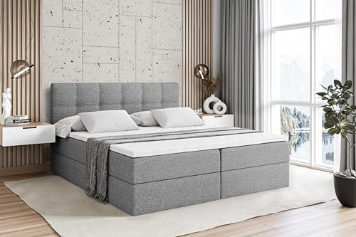 ALTDECOR Boxspringbett mit H3-Matratze Marce - 180x200 - Grau