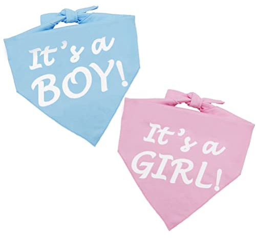 Hundehalstuch mit Aufschrift It's a Boy or It's a Girl, Schwangerschaftsankündigung, Dreieck, Haustier-Schal, Schal, Geschlechtsoffenbarung, Foto-Requisite