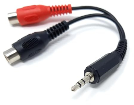 DRUT 20cm 3.5mm Stereo Jack to 2 x phono RCA Sockets, Extension Cable | Durable, reliable connectors. No drivers needed, plug & play. Great for Hi-Fi systems, laptops, phones, mixers, and...