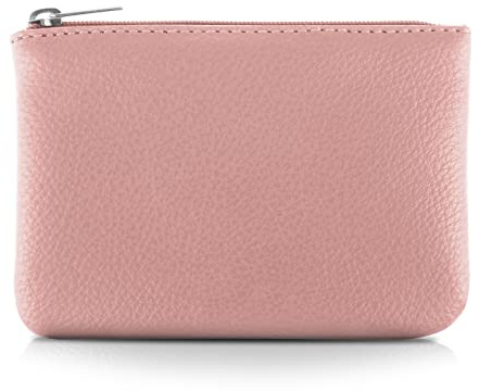 TIESOME Monedero de Poliuretano con Patrón de Lichi, Mini Cartera Portátil con Cremallera para Mujer, Bolsillo para Monedas y Tarjeta de Crédito (Rosa)