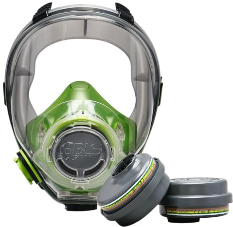 BLS 5600 222 ABEK1P3 R D Masque Complet avec Joint en TPE et 2 Filtres Remplaçables 222 ABEK1P3 avec Raccord à Baïonnette b-lock. Pour Gaz/Vapeurs, Poussières Toxiques, Acides et Ammoniac
