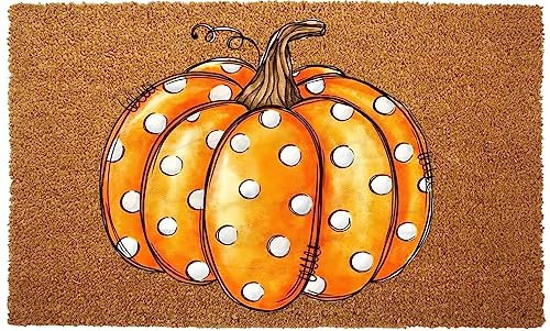 Herbst Kokos Fußmatte Halloween für Innen - Schmutzfangmatte Natur, Kokosmatte Kürbis, Fußabtreter rutschfest für Flur, Terrasse, Eingangsbereich - 45x75cm
