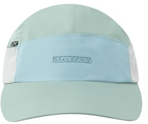 SealSkinz Unisex Scole wasserdichte Taschenkappe mit Reißverschluss Baseballkappe, Grün/Creme/Blau, One Size