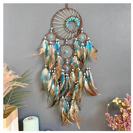 LXINMFEWY Schön Traumfänger, 5 Ringe, Retro-Handbuch, Traumfänger, Heimdekoration, Stein-traumfänger, Wandornamente Handgefertigt