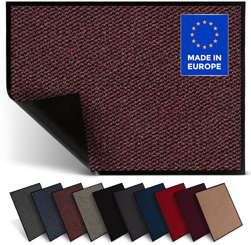 Jan Max Schmutzfangmatte - 5 Größen - Fußmatte für Innen und Außen - Sauberlaufmatte in rot schwarz 80 x 120 cm