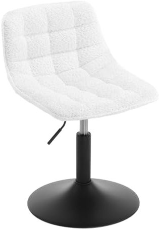 WOLTU Dressing Table Stool Swivel Modern Vanity Chair, Height Adjustable Bedroom Chairs and Stools, Breakfast Bar Stool for Kitchen Counter Desk Bedroom, Chenille, White