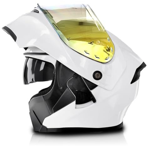 Klapphelm Integralhelm Motorradhelm Mit Doppelvisier Stoßfester Flip Vollvisierhelm Hohe Qualität Helm DOT/ECE Zertifiziert Schutzhelm Für Herren Damen Scooter Motocross Helm 3,3XL:65-66CM