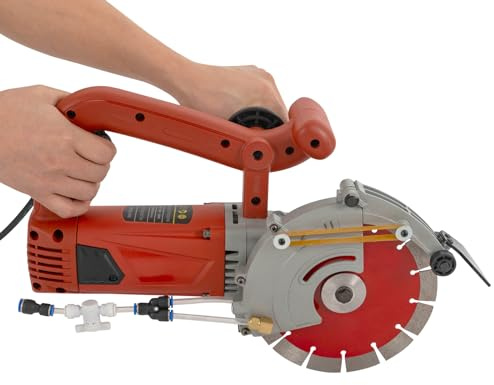 Betonsäge Elektrische Steinsäge 4800W Steinschneidemaschine 190 mm Wandfräse Staubfreie Mauernutfräse 5000r/min Nass-/Trockenbetonsäge Staubfreies Schneiden, Max. Schlitztiefe 71mm, mit Wasserpumpe