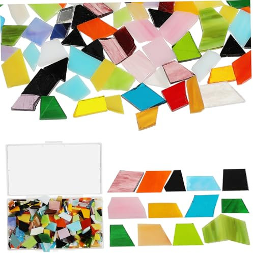 STOBOK Glasmosaik Fliesen Für Basteln Sets Mit Glasstücken in Verschiedenen Formen Geeignet Für Diy-dekoration Und Handgemachte Projekte