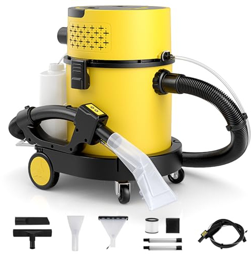 GYMAX Macchina Portatile per Pulizia di Tappeti, Aspirapolvere Multifunzione a Secco e Umido con 1200W Motore e Aspirazione Massima di 17 KPA, Filtri HEPA e in Spugna, Telecomando, con 9 Accessori