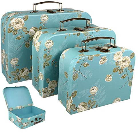 ULDIGI 3stücke Pappkoffer Mit Metallgriffen Blumenmuster Dekorative Aufbewahrungsboxen Aus Pappe Geschenkboxen Bastelboxen