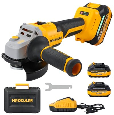 MAXCULAR Akku Winkelschleifer 125mm, 20V profi Winkelschleifer | 32 mm Schnitttiefe, 9600 U/min, 850W Brushless (inkl. Hilfgriff, Zweilochschlüssel und Toolbox）