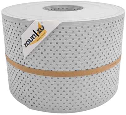 zaun|zu® Rille Sichtschutzstreifen GELOCHT | 15% Lochmuster | PP für Doppelstabmatten Sichtschutz Rolle | Polypropylen | Zaunblende | Made in Germany Lichtgrau 50m