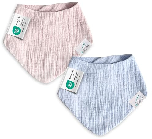 my STITCHERY Baby Lätzchen, Oeko-TEX® Standard 100 - Sabberlätzchen aus weichem Musselin (Hellblau)