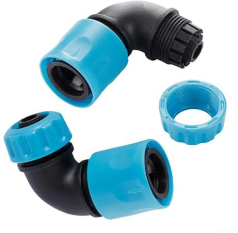Lot de 2 adaptateurs coudés à raccord rapide pour tuyau d'arrosage 12-13 mm, connecteurs à 90 degrés pour irrigation, lavage de voiture