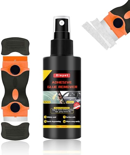 Xinyet 100ml Adhesive Remover for Cars, Car Sticker Remover Spray, Sticker Glue Remover with Plastic Razor Blade Scraper for Rapidly Removes Labels, Sticker, Glue