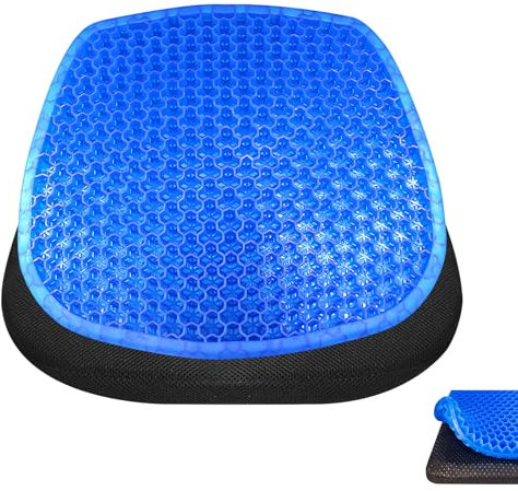 2025 Gel Seat Cushion with Cover, Double Thick Honeycomb Design Cushion with Cloth Cover, Soft & Breathable, Relieving Back Pain Pressure, for Car Office Home Wheelchair & Chair