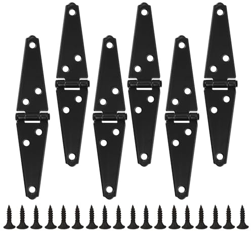 JIMDOAYO 6 Pcs 3 Inch Light Strap Hinge, Heavy Duty Shed Hinges with Screws for Door Gate Cabinet (Black)