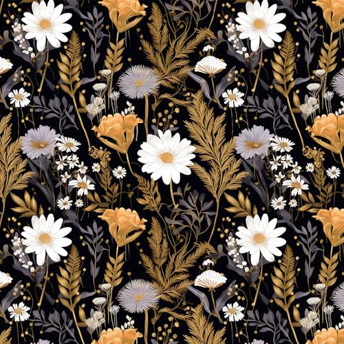 OUSCACH USCACH Peel and Stick Wallpaper White and Yellow and Floral and Leaves Wallpaper Vinyl Removable Self Adhesive Wallpaper for Bedroom,Farmhouse,Kitchen Accent Wall Decorations 17.7 x 118
