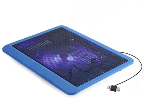 Tomantery Ratería de Ventilador de la Computadora Portátil, LED Azules Light Laptop COLETING COLETING Stand USB Ventilador Súper Silencioso Grande para la Disipación de Calor de la Computadora (Azul)