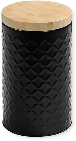 Kitchen KAFFEEDOSE Ø10,8cm aus Metall Vorratsdose Blechdose Teedose Tee Kaffee Dose Halter 2Var (Schwarz-68)