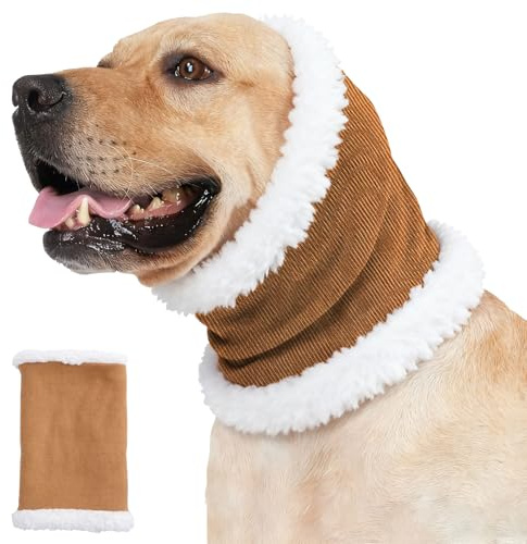 InfiniZer Dog Snood, Adjustable Dog Ear Defender With Thermal Liner Muffs Noise Protection Comfortable Quiet, Happy Hoodie For Dogs Anxiety Relief, Dogs Grooming (Khaki, M)
