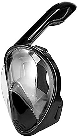 KFGISD, 180° undervattenssnorkel helmask med silikon, torr dykmask med platt mun, lämplig for vuxna och barn ，Dykmask(Black,L)