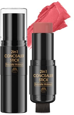 2in1 Gesichts-Rouge-Stick mit Pinsel, langanhaltend, natürlicher Glow, schnell aufzutragen,hautverträglich, Pfirsich-Rouge für Frauen, ideal für unterwegs (M08)