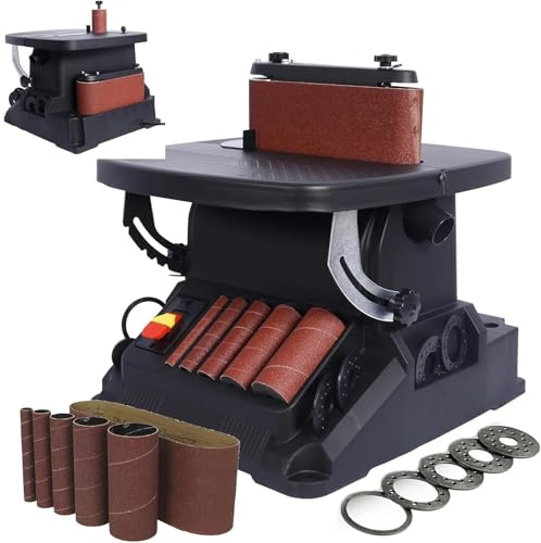 Oscillating Spindle and Belt Sander Combination Woodworking Tool for Curves, Contours, and Edge Sanding