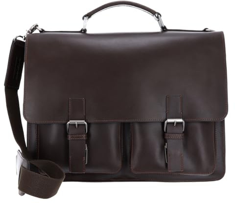 Leonhard Heyden Leder Aktentasche Businesstasche mit Laptopfach Dakota Aktenmappe 2 Fächer 2826 Braun dunkelbraun