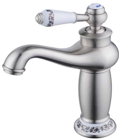 Beelee Elegant Wasserhahn bad Waschtisch Waschbecken Armatur Einhebelmischer Mischbatterie Badarmatur Waschtischarmatur, gebürstetes Nickel