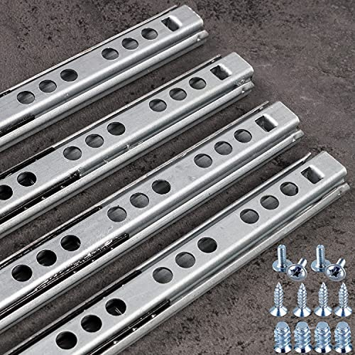 Stahlia Schubladenschienen (4 Stück) Stahl Teilauszug 17mm Nut Länge: 406mm Auszugsschienen Schubladenauszug Schrankauszug Gleitschiene Teleskopschienen